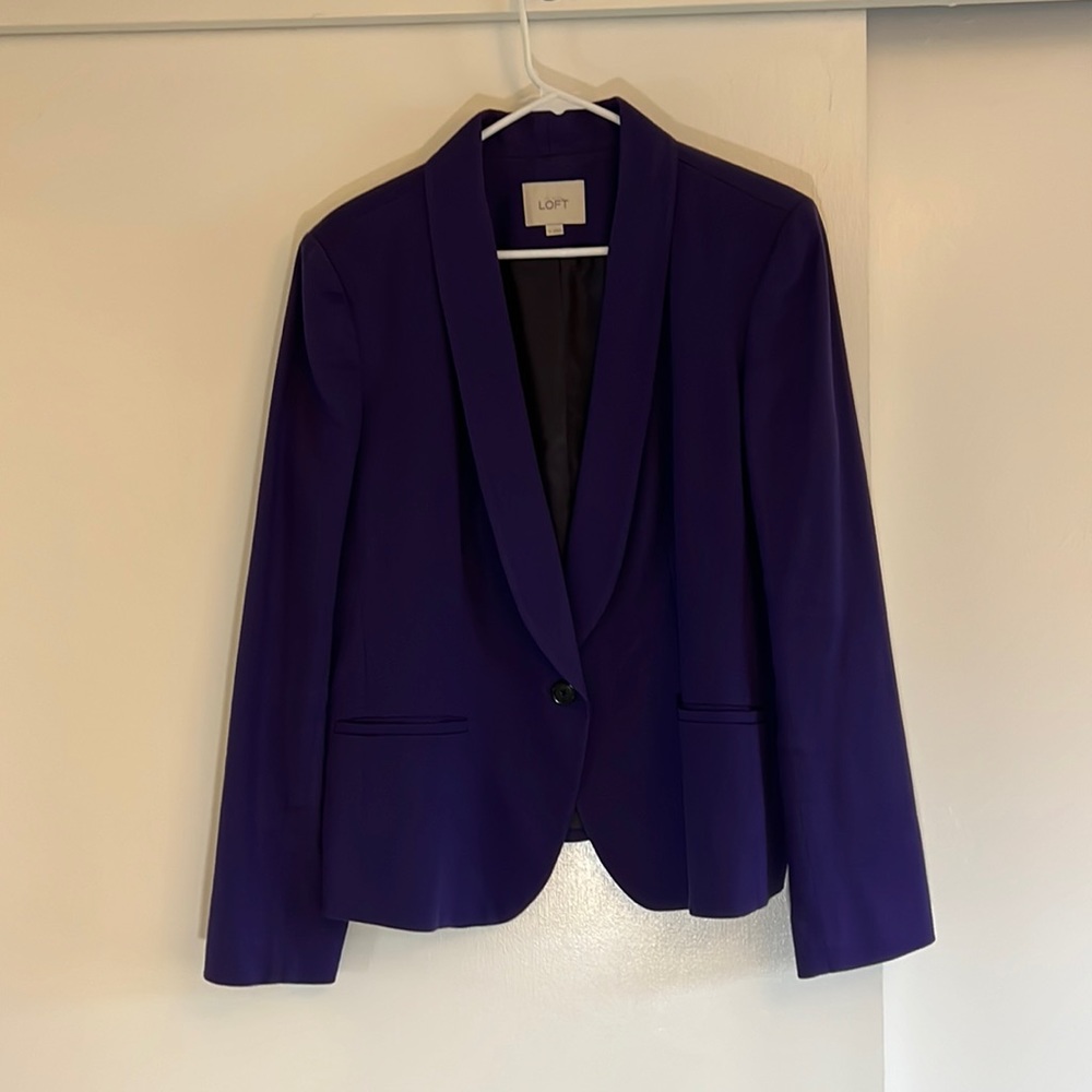 Ann Taylor Loft purple one button blazer.